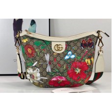 Gucci GG Flora shoulder bag in Beige/ebony GG Supreme canvas with Flora print
