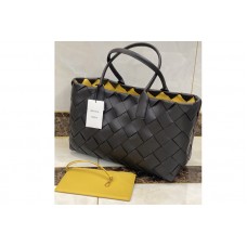 Bottega Veneta Tote Bag in Black/Yellow Intrecciato Nappa leather