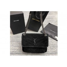 Saint Laurent NIKI MEDIUM Bag in Black Y-QUILTED SUEDE With Silver Hardware Saint Laurent NIKI MEDIUM Bag in Black Y-QUILTED SUEDE With Silver Hardware