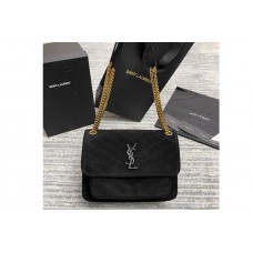 Saint Laurent NIKI MEDIUM Bag in Black Y-QUILTED SUEDE With Gold Hardware Saint Laurent NIKI MEDIUM Bag in Black Y-QUILTED SUEDE With Gold Hardware