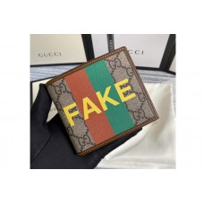 Gucci ‘Fake/Not’ print billfold wallet in Beige and ebony GG Supreme canvas
