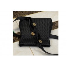 Bottega Veneta Fold Cross-body bag in Black Intrecciato Nappa leather