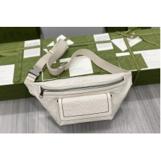 Gucci GG embossed belt bag in White GG embossed leather