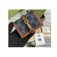 Gucci Jackie 1961 card case wallet in Dark blue and ivory eco washed organic GG jacquard denim Gucci Jackie 1961 card case wallet in Dark blue and ivory eco washed organic GG jacquard denim