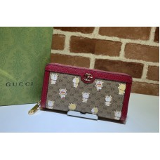 Gucci Doraemon x Gucci zip around wallet Beige/ebony mini GG Supreme and Doraemon