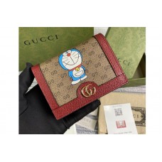 Gucci Doraemon x Gucci card case in Beige/ebony mini GG Supreme canvas