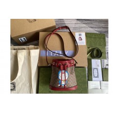 Gucci Doraemon x Gucci mini bucket bag in Beige/ebony mini GG Supreme and Doraemon Print Gucci Doraemon x Gucci mini bucket bag in Beige/ebony mini GG Supreme and Doraemon Print