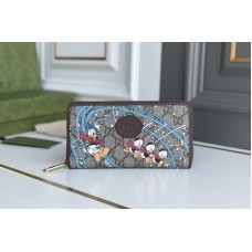 Gucci Disney Collaboration Donald Duck Long Wallet in Beige/ebony GG Supreme canvas