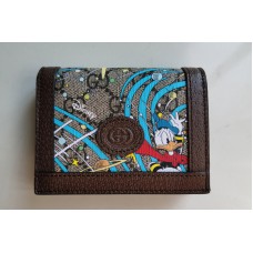 Gucci Disney x Gucci Donald Duck card case wallet in Beige and ebony GG Supreme canvas