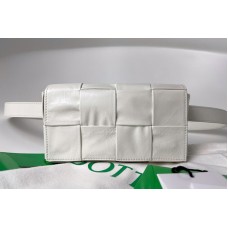 Bottega Veneta Mini Cassette Belt bag in White Intrecciato Paper Calf leather