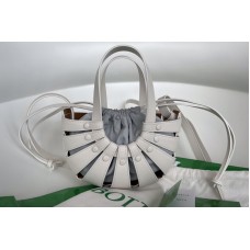 Bottega Veneta Shell Cut out shoulder bag in White French Calf Leather