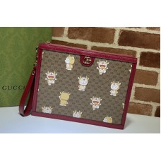 Gucci Doraemon x Gucci pouch in Beige/ebony mini GG Supreme Gucci Doraemon x Gucci pouch in Beige/ebony mini GG Supreme