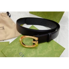 Men Gucci 40mm Belt with G buckle in Black leather With Gold Buckle Men Gucci 40mm Belt with G buckle in Black leather With Gold Buckle