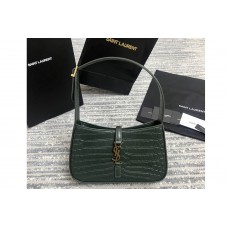 Saint Laurent LE 5 À 7 HOBO BAG IN Green CROCODILE-EMBOSSED SHINY LEATHER Saint Laurent LE 5 À 7 HOBO BAG IN Green CROCODILE-EMBOSSED SHINY LEATHER