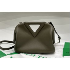 Bottega Veneta Point Leather top handle bag in Green Calf Leather