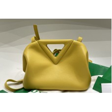 Bottega Veneta Point Leather top handle bag in Yellow Calf Leather