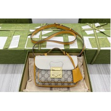 Gucci Padlock mini bag in GG Supreme canvas with white leather