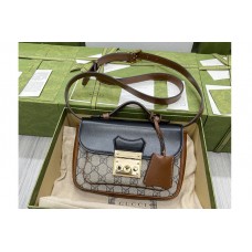 Gucci Padlock mini bag in Beige and ebony GG Supreme canvas with black leather