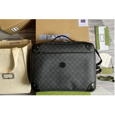 Gucci GG briefcase Backpack Bag in Black GG Supreme canvas