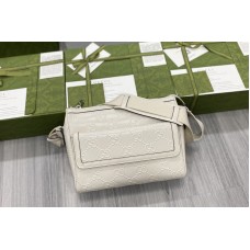 Gucci GG embossed messenger bag in White GG embossed leather