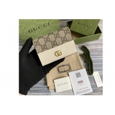 Gucci GG Marmont card case wallet in Beige and ebony GG Supreme canvas With White Leather Gucci GG Marmont card case wallet in Beige and ebony GG Supreme canvas With White Leather