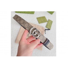 Gucci GG Marmont 30mm reversible belt in GG Supreme canvas/Black Leather Silver buckle Gucci GG Marmont 30mm reversible belt in GG Supreme canvas/Black Leather Silver buckle