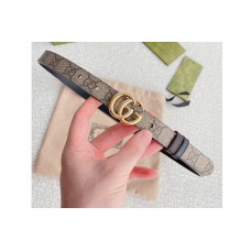 Gucci GG Marmont 20mm reversible belt in GG Supreme canvas/Black Leather Gold Buckle Gucci GG Marmont 20mm reversible belt in GG Supreme canvas/Black Leather Gold Buckle