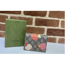 Gucci Gucci Les Pommes card case wallet in Beige ebony GG Supreme canvas with GG apple print Gucci Gucci Les Pommes card case wallet in Beige ebony GG Supreme canvas with GG apple print