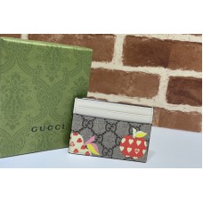Gucci Gucci Les Pommes card case wallet in Beige ebony GG Supreme canvas with GG apple print Gucci Gucci Les Pommes card case wallet in Beige ebony GG Supreme canvas with GG apple print