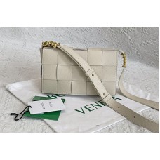 Bottega Veneta Cassette cross-body bag in White Intreccio leather