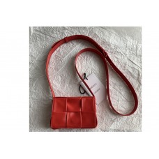 Bottega Veneta Cassette mini bag in Red Intreccio leather