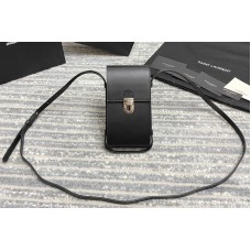 Saint Laurent TUC PHONE POUCH WITH STRAP IN Black SUPPLE CALFSKIN Saint Laurent TUC PHONE POUCH WITH STRAP IN Black SUPPLE CALFSKIN