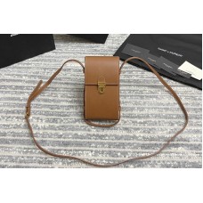 Saint Laurent TUC PHONE POUCH WITH STRAP IN Tan SUPPLE CALFSKIN Saint Laurent TUC PHONE POUCH WITH STRAP IN Tan SUPPLE CALFSKIN