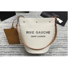 Saint Laurent RIVE GAUCHE BUCKET BAG IN LINEN Saint Laurent RIVE GAUCHE BUCKET BAG IN LINEN