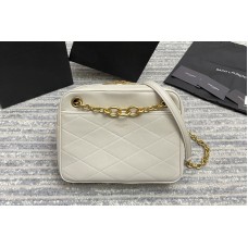 Saint Laurent LE MAILLON SMALL CHAIN BAG IN White QUILTED LAMBSKIN Saint Laurent LE MAILLON SMALL CHAIN BAG IN White QUILTED LAMBSKIN