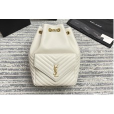Saint Laurent JOE BACKPACK IN White LAMÉ LEATHER