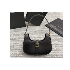 Saint Laurent LE FERMOIR HOBO BAG IN Black SHINY LEATHER Saint Laurent LE FERMOIR HOBO BAG IN Black SHINY LEATHER