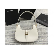 Saint Laurent LE FERMOIR HOBO BAG IN White SHINY LEATHER Saint Laurent LE FERMOIR HOBO BAG IN White SHINY LEATHER