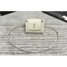 Saint Laurent MONOGRAM MINI NOLITA bag IN White LAMÉ LEATHER Saint Laurent MONOGRAM MINI NOLITA bag IN White LAMÉ LEATHER