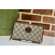 Gucci Zip around wallet with Interlocking G in Beige and ebony GG Supreme fabric Gucci Zip around wallet with Interlocking G in Beige and ebony GG Supreme fabric