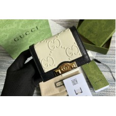 Gucci GG card case wallet in White/Black GG leather