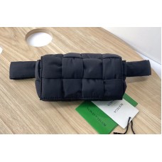 Bottega Veneta Mini padded intreccio nylon belt bag in Black nylon