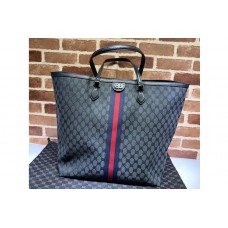 Gucci x Balenciaga Men’s Hacker Large Tote Bag in black and dark grey canvas jacquard Gucci x Balenciaga Men’s Hacker Large Tote Bag in black and dark grey canvas jacquard