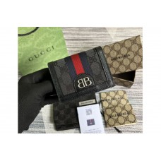 Gucci x Balenciaga Women’s Hacker Card Case Wallet in black and dark grey canvas jacquard Gucci x Balenciaga Women’s Hacker Card Case Wallet in black and dark grey canvas jacquard
