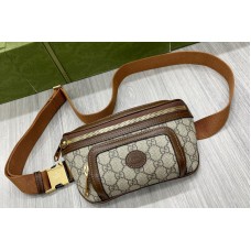 Gucci Belt bag with Interlocking G in Beige and ebony GG Supreme canvas Gucci Belt bag with Interlocking G in Beige and ebony GG Supreme canvas