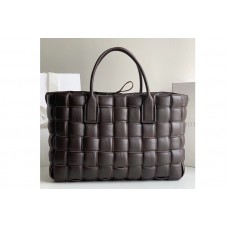 Bottega Veneta Maxi Intreccio Big Tote Bag in Dark Coffee Lambskin leather