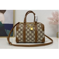 Celine small boston bag in textile with triomphe embroidery Celine small boston bag in textile with triomphe embroidery