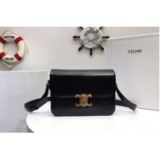 Celine Medium Triomphe Bags Black Shiny Calfskin