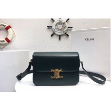 Celine Medium Triomphe Bags Green Shiny Calfskin