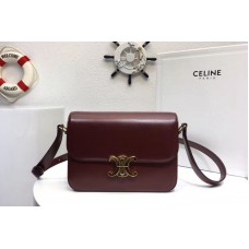 Celine Medium Triomphe Bags Wine Shiny Calfskin